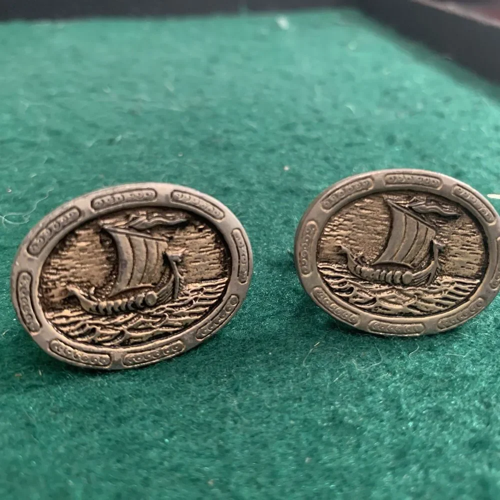 Vintage Viking Ship Style Cuff links